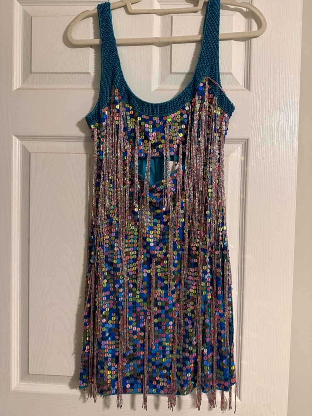 NWT NASTY GIRL Blue Sequin Fringe mini  Dress - Women's Sparkle Party Dress